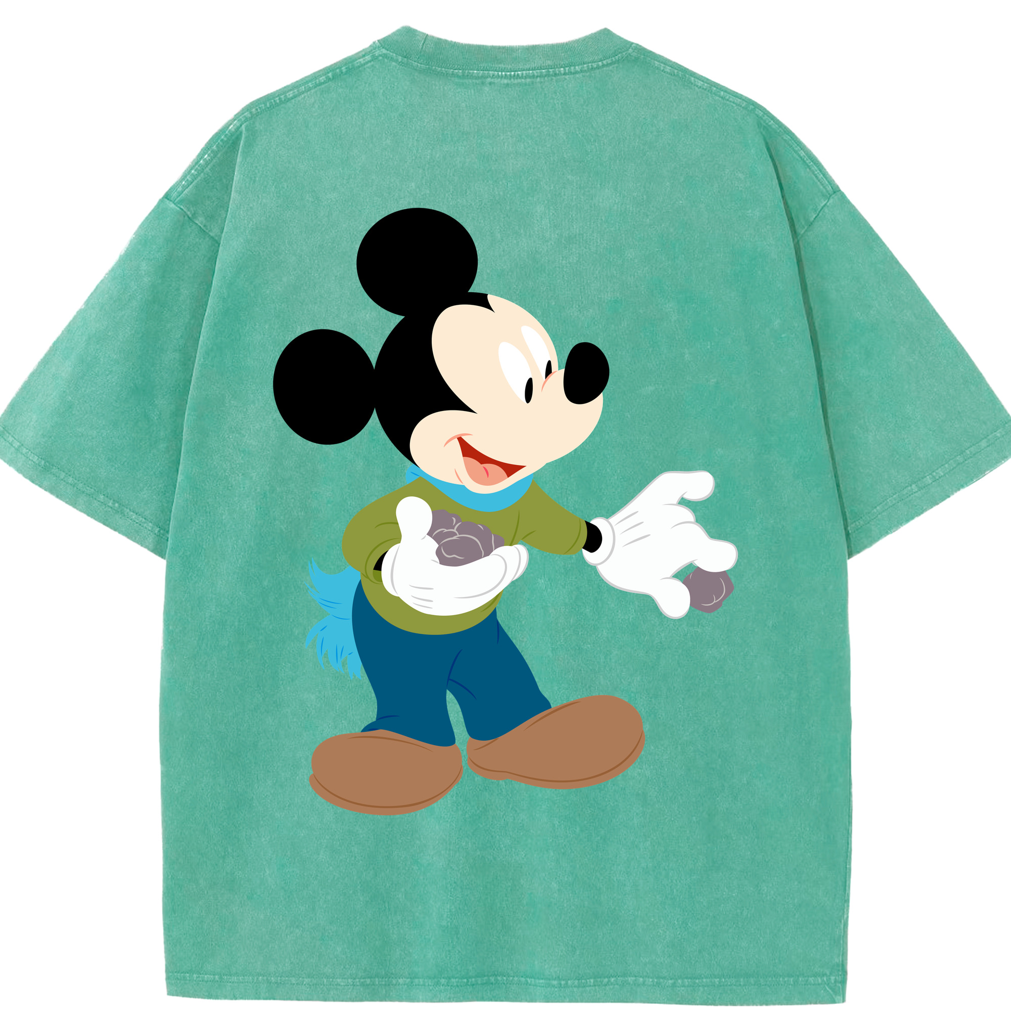 （画像用） ミッキーマウス Mickey Mouse 綿100% ヴィンテージ風 半袖Tシャツ（背面プリント）